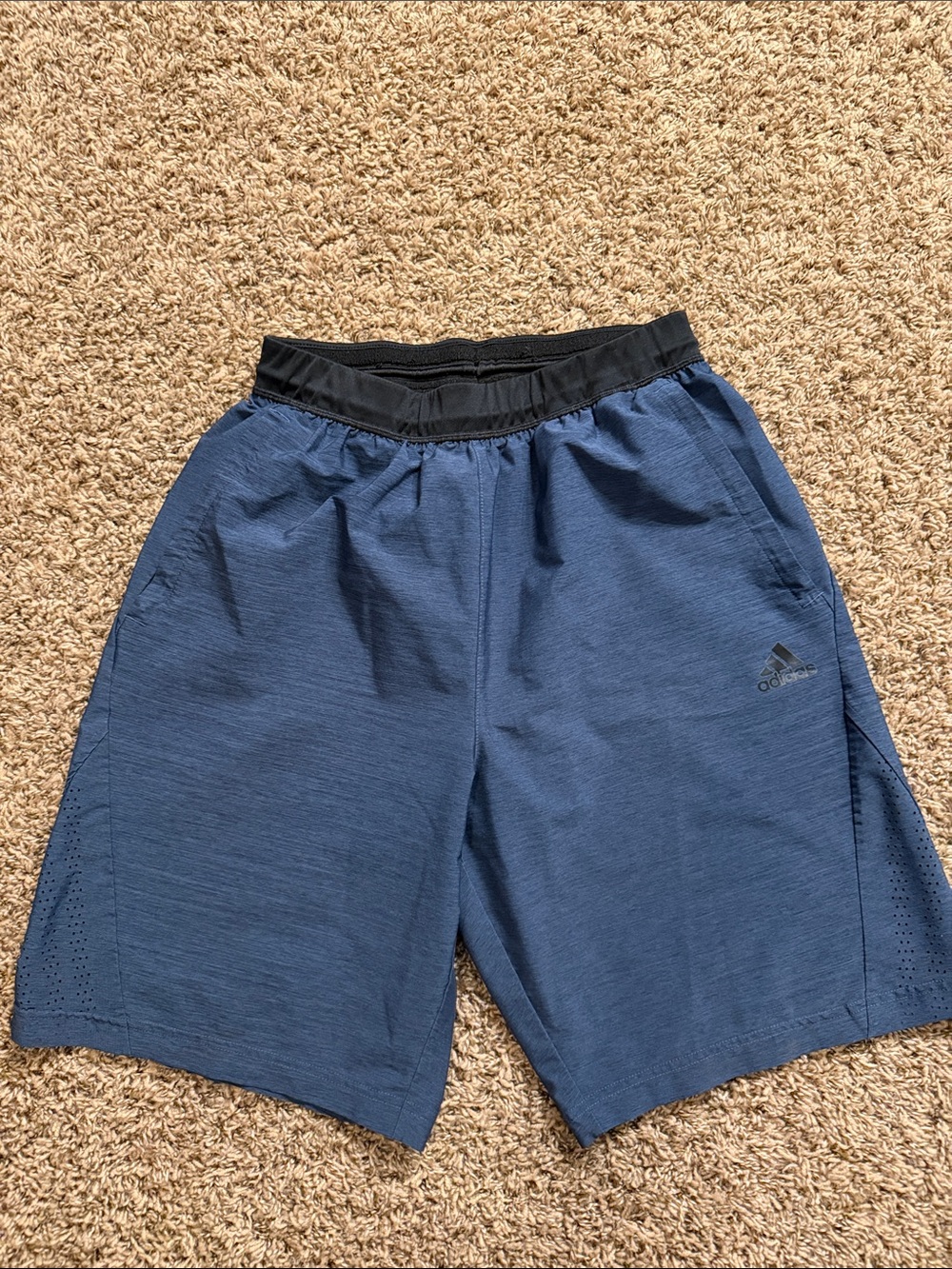adidas Men's Navy Blue Athletic Shorts with Black Waistband